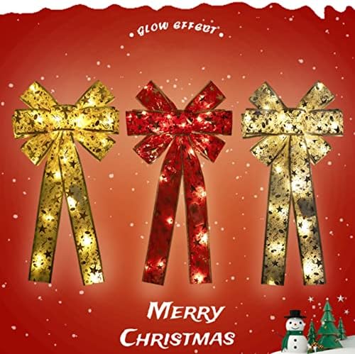 Skupni štapići blistavi božićni luk viseći privjesak Bowknot stablo Topper Svjetlosni luk viseći se baterija s gudačkom lampom za božićno