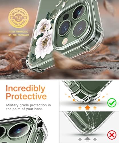 GViewin za iPhone 13 Pro futrolu s zaštitnikom zaslona i kamera zaštitnika, [10ft vojna zaštita od kapljice] Prozirni šok -otporni