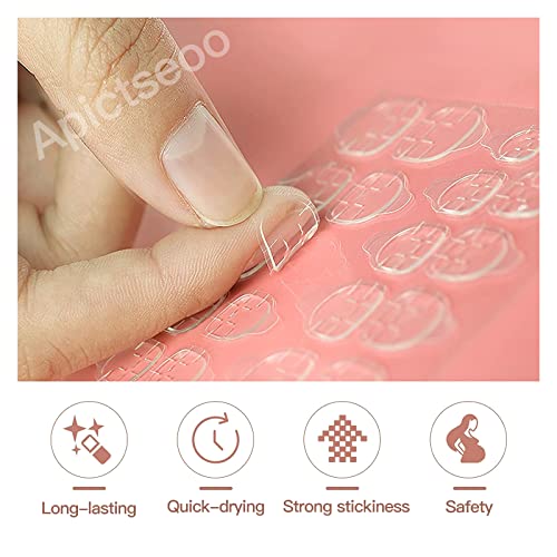 ApictSeoo 24 PCS pritisnite nokte lažne nokte crni sjaj dijamant francuski dizajn lijes Lažni nokti s ljepilom, 12 veličina, akrilni