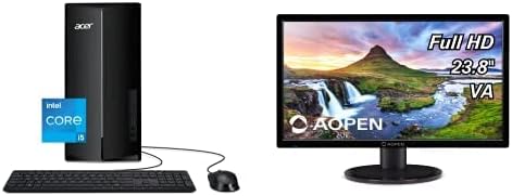 Acer Aspire TC-1760-UA92 Tower, Intel Core i5-12400, 12 GB DDR4, 512 GB SSD, 8X DVD, Wi-Fi 6 AX201, Bluetooth 5.2, Win 11 Home s monitorom