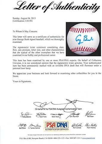 Predsjednik George H.W. Bush Autentični potpisani bejzbol autogramirani PSA/DNA U01391
