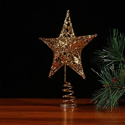 AMOSFUN 12CM Zvjezdana stabla Topper 5 šiljastih sjaja Sjajni ukras za božićno drvce za božićne potrepštine za kućnu zabavu