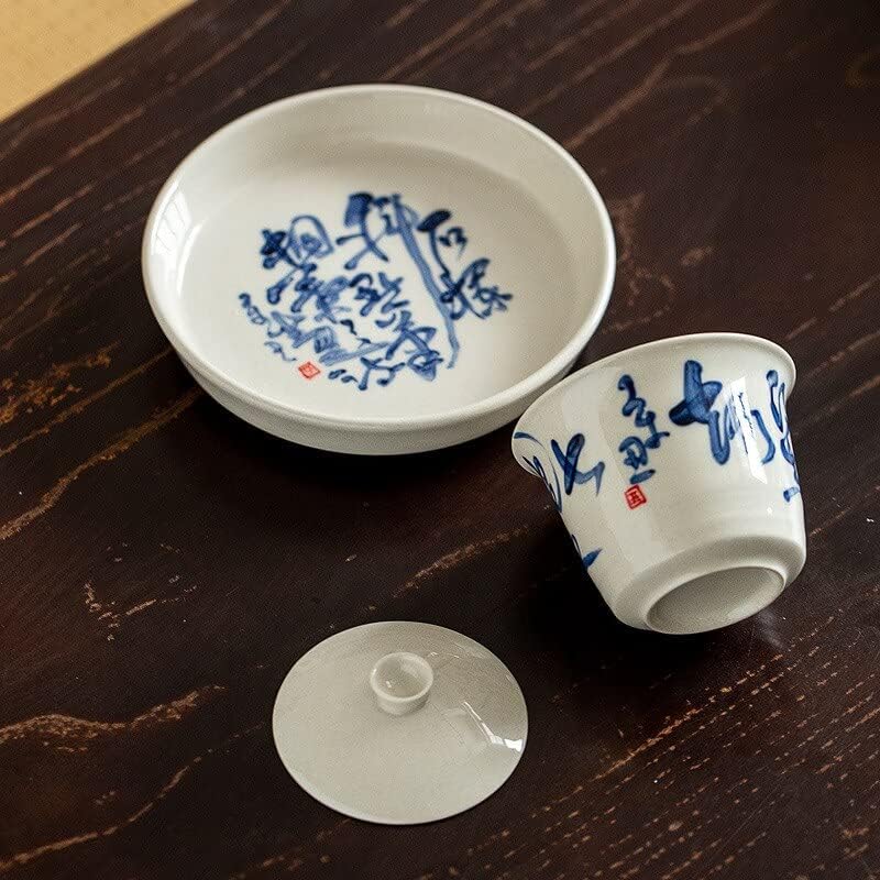 Madi Kay dizajnira keramičku čajnu zdjelu hucheng osobni kung fu čaj set trava pepela ručno oslikana poezija s poklopcem čaj čaj set