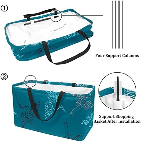 Košarica za višekratnu upotrebu Ptice Ptice dizalice prijenosne preklopne torbe za piknik za piknik za pranje rublja za kupovinu torbica