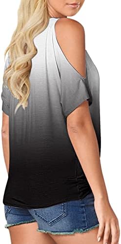 Žene casual vrhove s ramena bluza Twist prednje majice majice kratke rukave vrhovi v vrat t košulje ženske žene