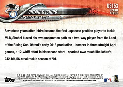 2018 Topps UPDATE US153 Japanski najbolji Shohei Ohtani/Ichiro Suzuki Baseball Card