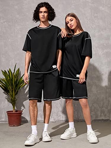Fioxa dvodijelna odjeća za muškarce PC Kontrast vezanja zakrpljenih detalja TEE i 1PC track kratke hlače
