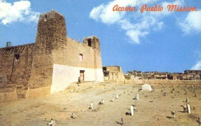 Misija Acoma Pueblo, razglednica New Mexico