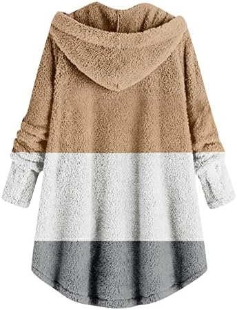 Mebamook ženski zimski kaputi plus gumb plišani vrhovi kapuljača labavi kardigan vuneni kaputi