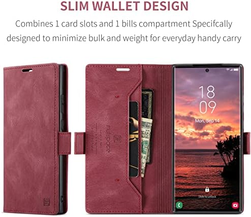 Torbica-novčanik HXY za Samsung Galaxy S23 Ultra 5G, flip torbica od umjetne kože s magnetskom zaštitom i nositelja kartice, stalak
