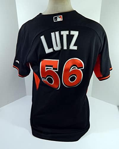 Miami Marlins Zach Lutz 56 Igra je koristila Black Jersey Batting Practing ST 48 1 - Igra korištena MLB dresova