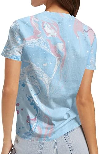 Wonchyei ženske ljetne vrhove 2023 casual jednostavni print kratki rukavi okrugli vrat košulja ljetna vintage labava plaža majica majica