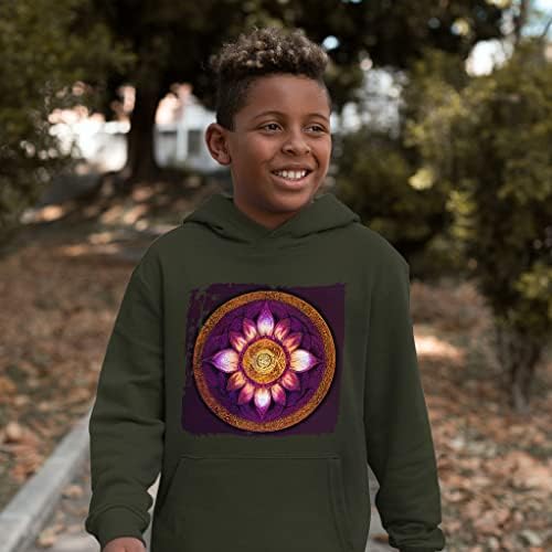 Lotus Mandala Kids 'Spužva s spužvama runa - Hoodie Cvjetna djeca - tiskana kapuljača za djecu
