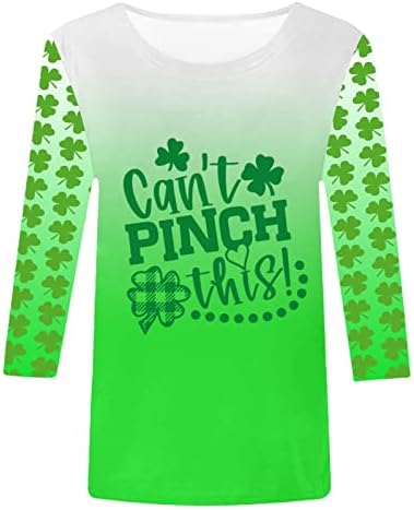 Ne mogu stisnuti ovo slovo košulje Ženske majice s 3/4 rukava Shamrock Graphic Grafički tiskane majice Top Top St. Patrick's Day bluza
