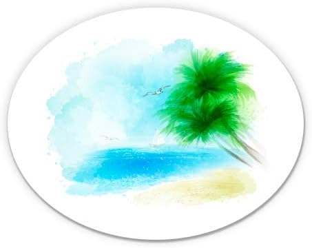GT Graphics Beach Palms Ocean akvarel - 3 vinilna naljepnica - za automobilski prijenosno računalo i -pad telefonska kaciga Tvrdi šešir