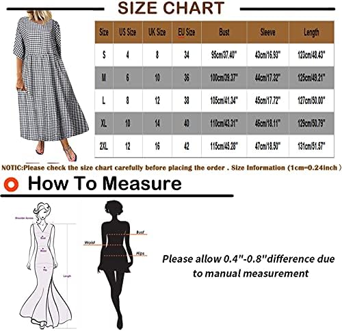 Radne haljine za žene 2023., ženski ležerni književni temperament karirani kratki ruk haljina okruglog vrata