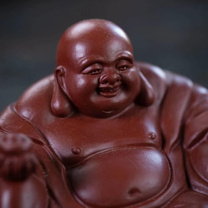 Ganfanren ljubičasta glina čaj za kućni ljubimac sretni maitreya buddha kip skulptura ukrasi ručno izrađeni čaj figurice zanat